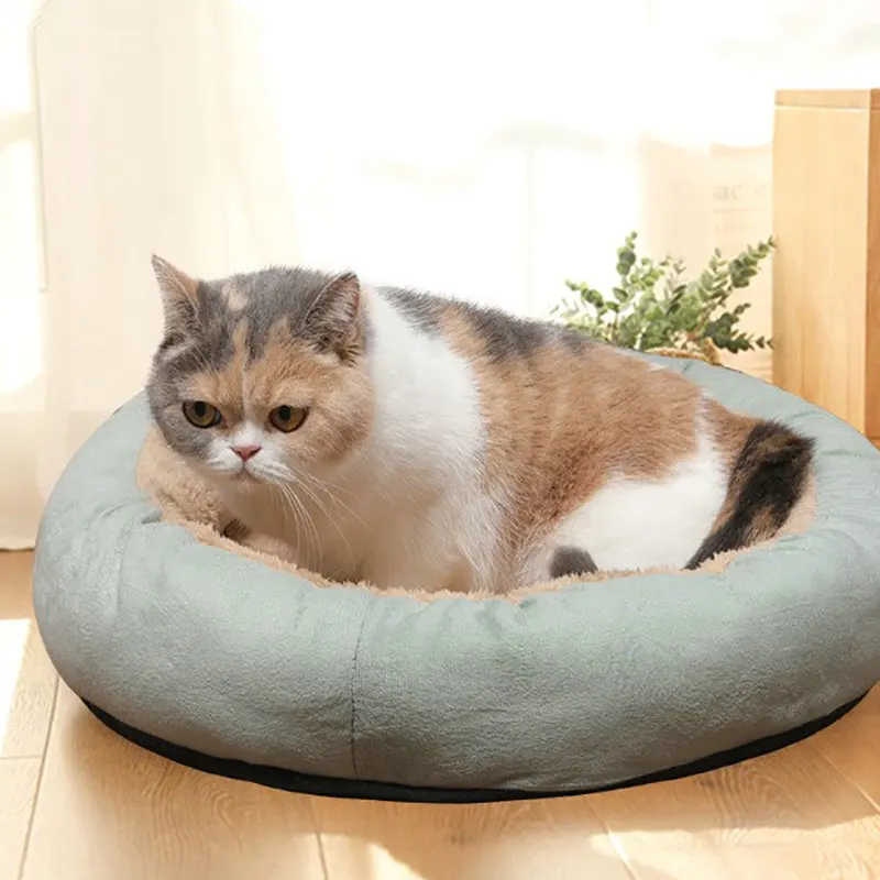 둥근 스폰지 애완 동물 침대